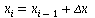 x[i] = `+`(x[`+`(i, `-`(1))], `Δx`)
