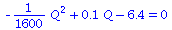 `+`(`-`(`*`(`/`(1, 1600), `*`(`^`(Q, 2)))), `*`(.1, `*`(Q)), `-`(6.4)) = 0