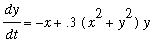 dy/dt = -x+.3*(x^2+y^2)*y