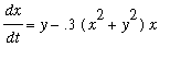 dx/dt = y-.3*(x^2+y^2)*x