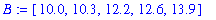 B := [10.0, 10.3, 12.2, 12.6, 13.9]