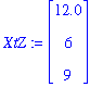 XtZ := matrix([[12.0], [6], [9]])