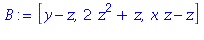 [y-z, 2*z^2+z, x*z-z]